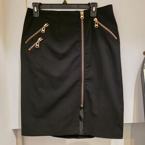 Calvin Klein Black Skirt with Gold Zipper Accents